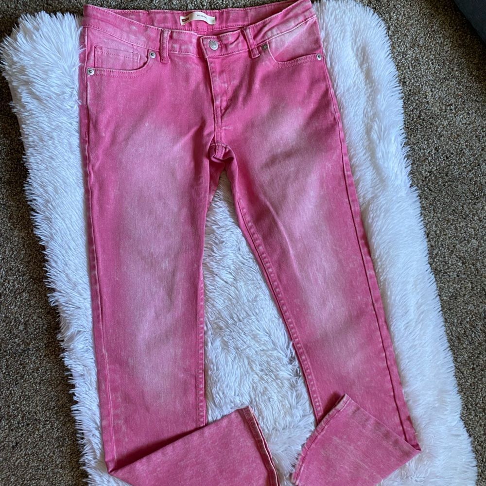 Levi’s 711 Skinny Pink & White‎ Tie Dye Jeans Girls Size 14 Regular